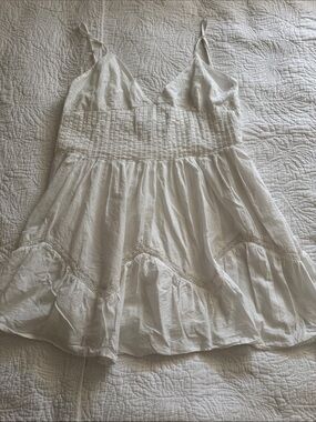Zara Cream Tiered Lace-Trim Sundress